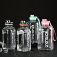 thumbnail image 1 of Garrafa deportiva de agua de gran capacidad de 1600 ml de plástico esmerilado | Botella portátil para exteriores con asa de cordón | Copa espacial antideslizante y duradera para el vientre grande, 1 of 9
