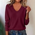 thumbnail image 6 of SBYOJLPB Women V-Neck Tops Long Sleeve Solid Color Fall Winter Knit Sweaters Casual Pullover Top, 6 of 9