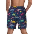 thumbnail image 2 of Lsque Mens Swim Trunks Dinosaur Flowers Pattern - Bathing Suit Compression Liner - Beach Swim Shorts Swimwear - (S-3XL) - Stretch Quick Dry -Large, 2 of 9