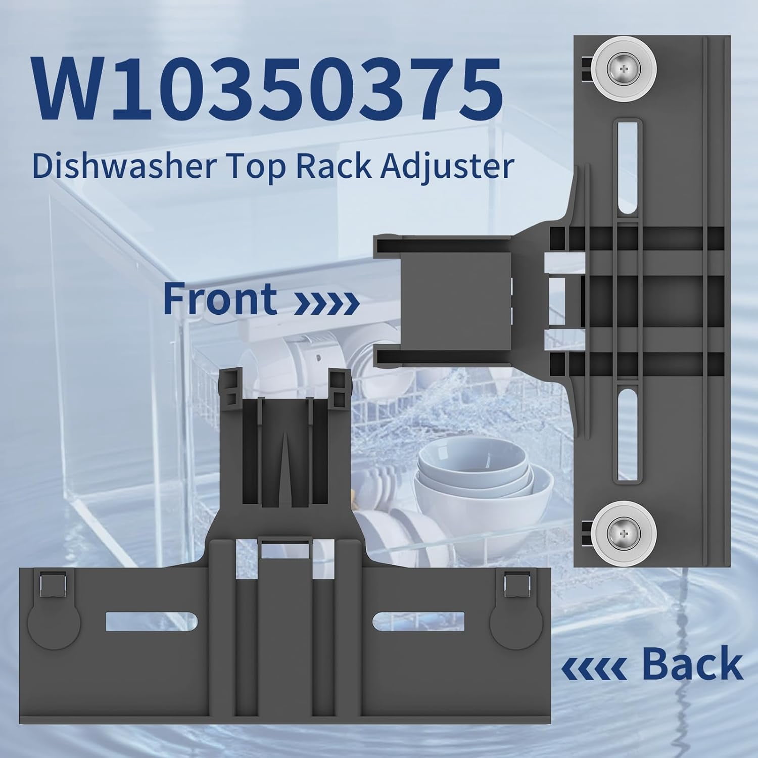 Upgraded W10350375 W10712395 Dishwasher Top Rack Adjuster Parts Replacement for Whirlpool Dishwasher Parts WDTA50SAHZ0 WDT730PAHZ0 WDT750SAHZ0 Rack Part, Compatible with 665 Dishwasher Top Rack