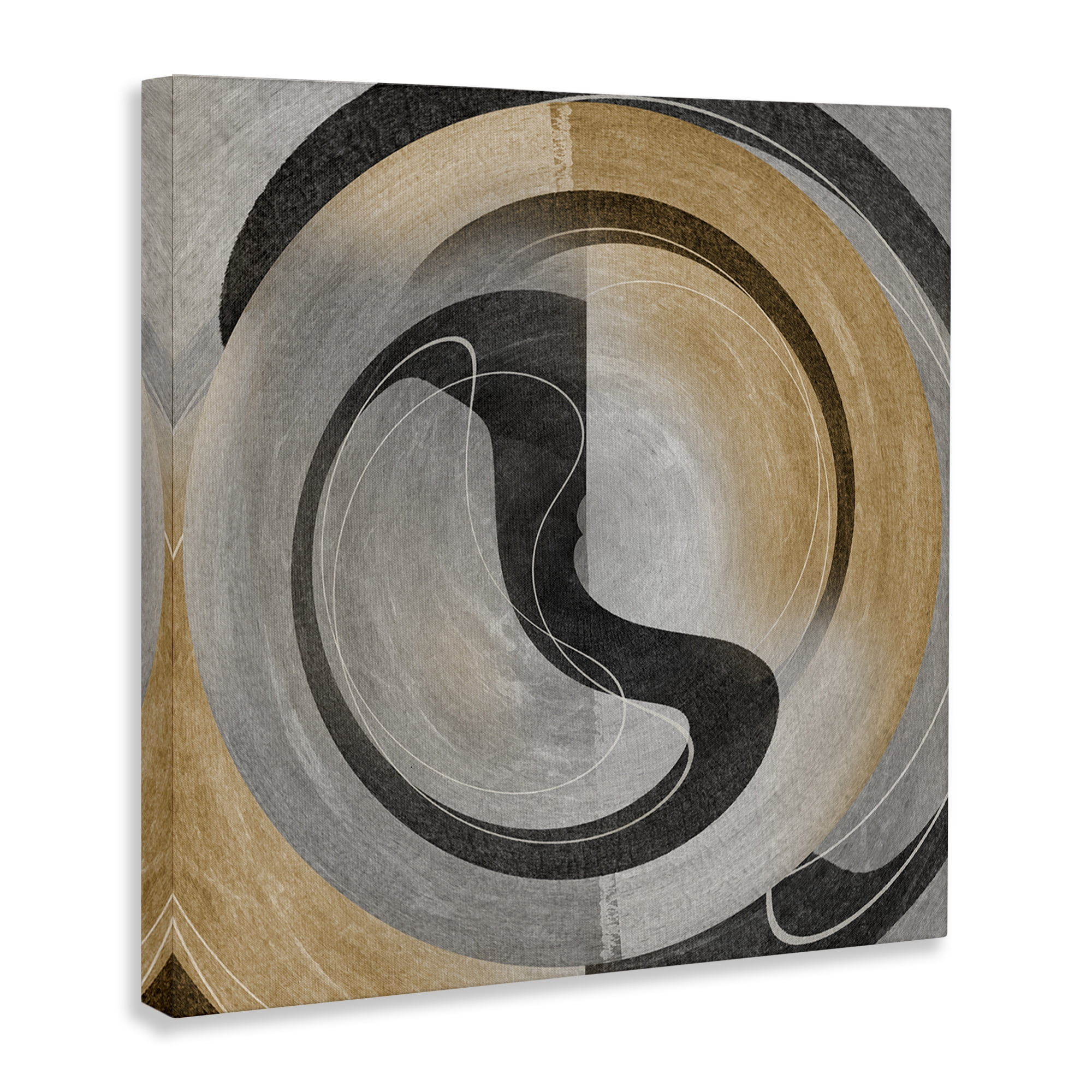 Stupell Industries Centric Circular Swoop Abstract Painting Wrapped Canvas Art Print Wall Art, 17 x 17