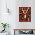 thumbnail image 3 of Nawypu Christmas Wall Art Christmas Sign Decorations Xmas Wreaths Canvas Poster Merry Christmas Elk Pictures Prints Decor Red Retro Wood Plank Jungle Bells Reindeer Painting Farmhouse Classic, 3 of 4