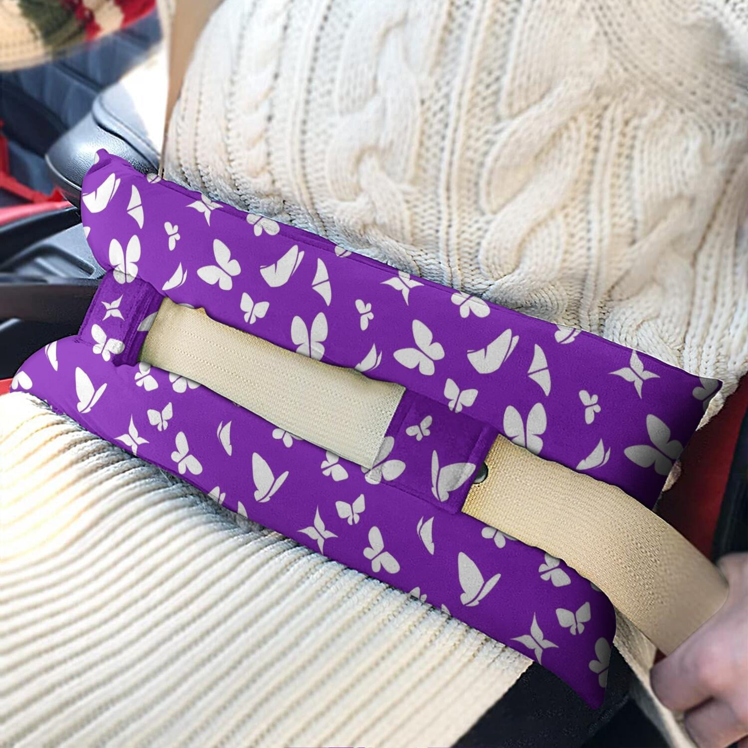 Colorful Artistic Butterfly Seatbelt Cushion - Soft Mastectomy Pillow for Post-Surgery Comfort - Floral Car Travel Pad