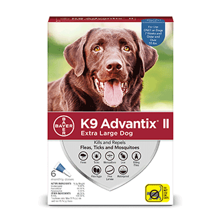 K9 Advantix II Flea and Tick Treatment for Extra Large Dogs, 6 Monthly