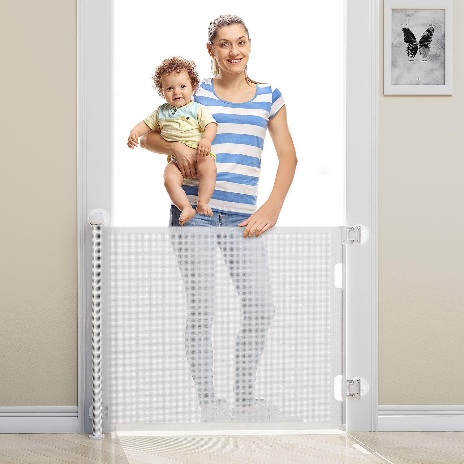 Retractable Baby Gates for Doorway, BabyBond PunchFree Install Baby