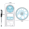 thumbnail image 2 of 8 Pcs Multifunctional Geometric Ruler Plastic Circle Drawing Tool Drafting Templates Clear Graphic Design Tools, 2 of 8
