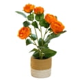 thumbnail image 1 of Flor artificial de cinco cabezas, pequeña rosa de té, planta bonsái, decoración creativa del hogar con flores artificiales, 1 of 6