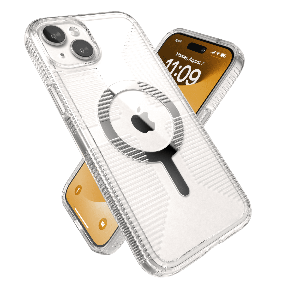 Speck Gemshell Grip Shock-Resistant Slim Cell Phone Case for Apple iPhone 14 Plus/15 Plus, Clear