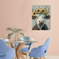 thumbnail image 2 of FCXZI Cow With Flower Crown Canvas Print Wall Art Home Decor 12x16in, 2 of 5