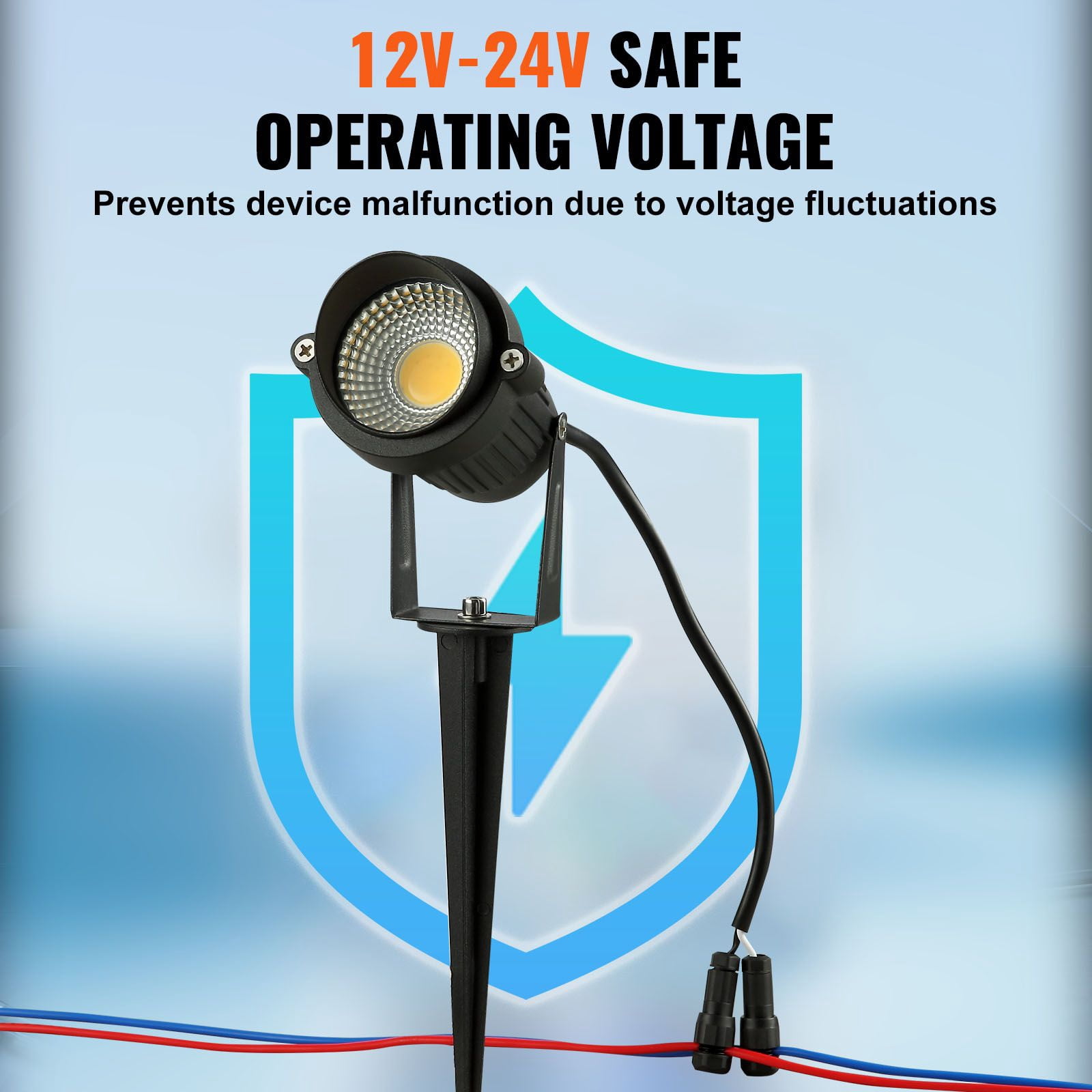 Low Voltage LED Landscape Light, 6W 450 Lumens, 270° Rotatable Head, 45° Spotlight, IP66 Waterproof, 12-24V AC/DC, for Garden, Pathway, Driveway & Patio Lighting
