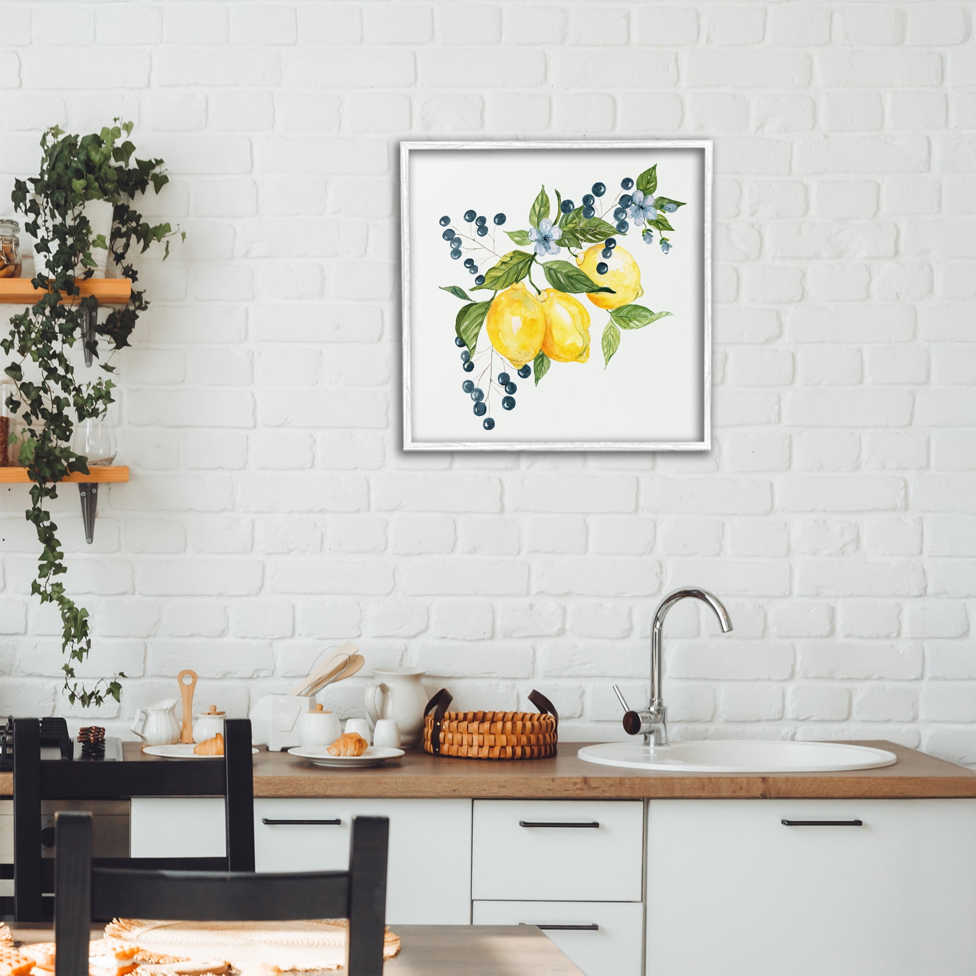 Stupell Industries Lemon Branch with Berries White Framed Giclee Art, design by Livi Finn