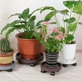 thumbnail image 4 of 9.7 Inch Heavy Duty Plant Caddy with Wheels, Rolling Plant Stand Pot Trolley, Wheeled Planter Tray, Potted Flower Mover Dolly with Casters for Indoor Outdoor, Load Capacity 132Lbs, Brown, 4 of 6