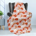 thumbnail image 4 of Orange Soft Flannel Fleece Throw Blanket, Blossoming Hand Drawn Lotus Leaves Garden Flowers Botanical Nature Theme, Cozy Plush for Indoor and Outdoor Use, 50" x 70", Orange Ruby Salmon, by Ambesonne, 4 of 5