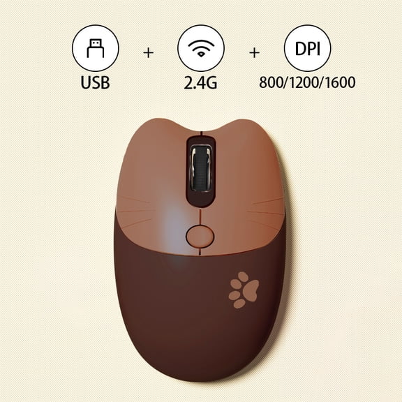 Mofii Cute Cat 2.4G Wireless Mouse, USB Receiver Plug and Play, 3 Adjustable DPI, Compatible with Laptop,PC, Computer