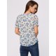 thumbnail image 4 of Blusa Informal Floral Allegra K Manga Corta Abullonada Cuello en V Azul Claro L, 4 of 5