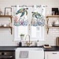 thumbnail image 2 of Summer Sea Turtles Kitchen Curtains Window Panels, Coastal Watercolor Ocean Corals Insulated Window Treatment Curtain, Grommet Curtains for Bedroom/Living Room/Bathroom, 2 Piece 27.5"Wx39"L, 2 of 8