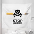 thumbnail image 1 of Skull Smoking Tapestry, Danger Symbol About Health Issues and Cigarette on Background, Fabric Wall Hanging Decor for Bedroom Living Room Dorm, 5 Sizes, Off White Charcoal Grey, by Ambesonne, 1 of 1
