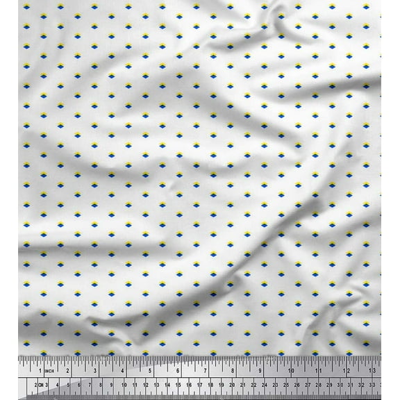 Soimoi Cotton Duck Fabric Diamond Shirting Print Fabric by The Yard 42 Inch Wide