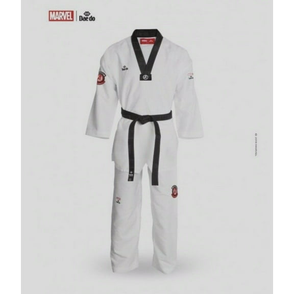 Marvel Dao Do Avengers Black Collar Taekwondo Dobok Size 6 NEW