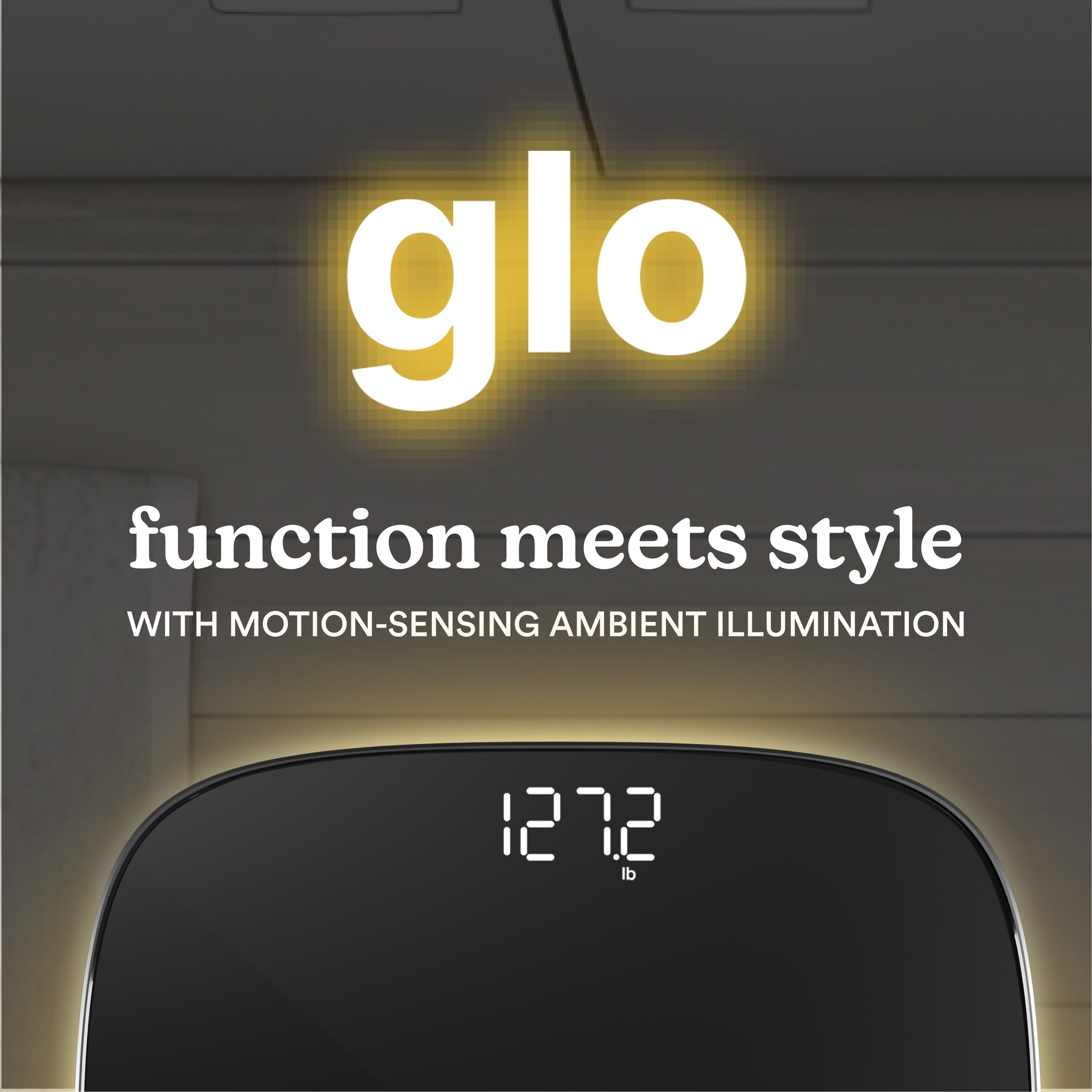 Homedics Essential Glo, Digital Bathroom Scale, Motion-Sensing Ambient Center Illumination, Sleek Tempered Glass, High-Precision Weight Measurement Up to 400 lbs, Sustainable Design, Black