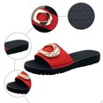 thumbnail image 5 of Rokment Women's Metallic Silver Buckles Platform Memory Foam Slippers for Indoor Outdoor Fashion Casual Cloud Comfortable Arch Support Walking Slip on Slides Beach Sandals Red Size 6, 5 of 7