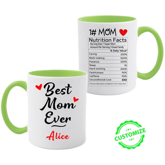 Customizaholic Best Mom Ever Mug – Personalized Custom Name Coffee Cup – Mother’s Day Gift