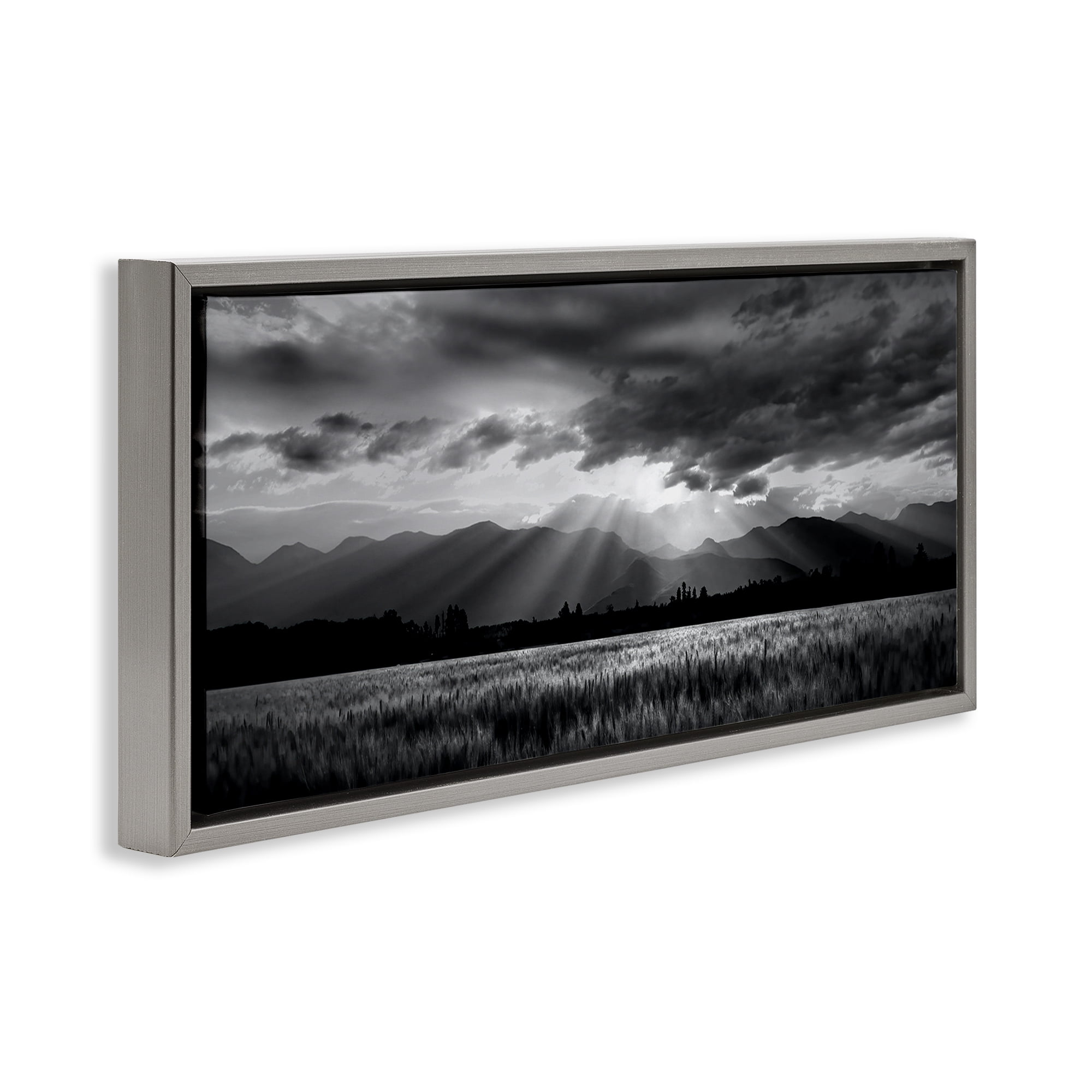 Stupell Industries Mountain Morning Sunbeams Gray Framed Floater Canvas Wall Art, design by Steve Toole