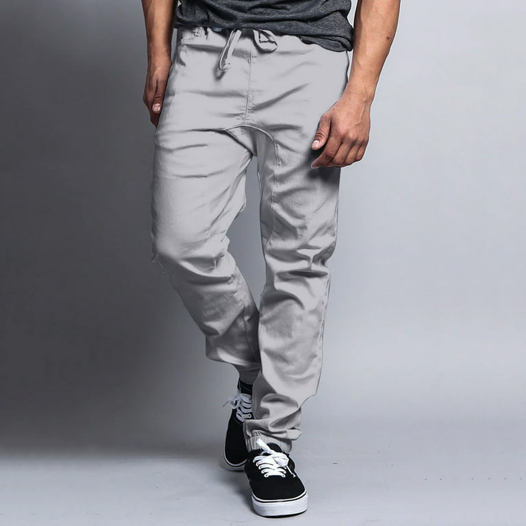 LEEy-world Sweatpants for Men Lace-up Color Sports Men's