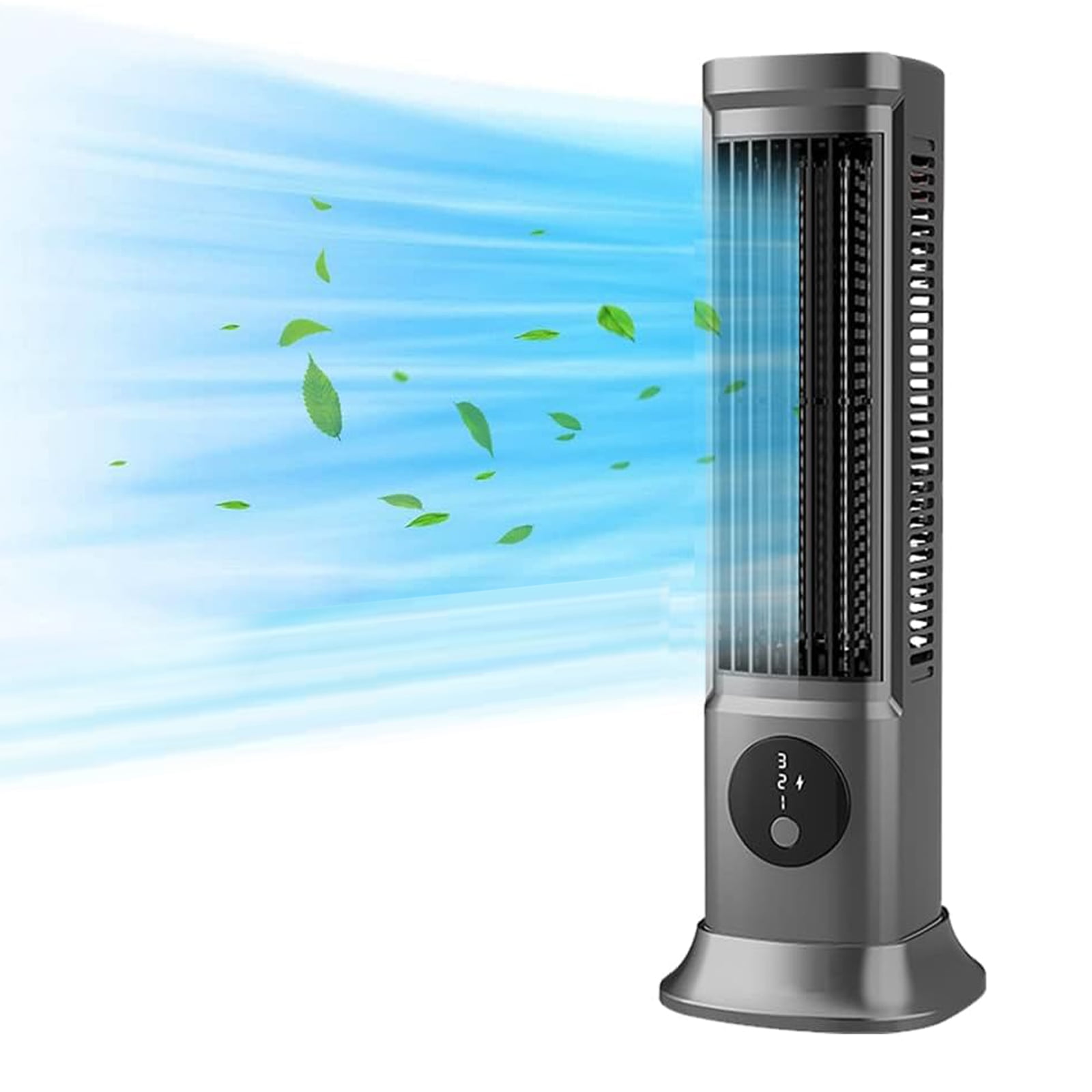 Small Tower Fan, 3 Wind Speeds, LowNoise Oscillating Desk Tower Fan