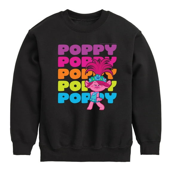 Trolls - Poppy Stacked Name - Toddler & Youth Crewneck Fleece Sweatshirt