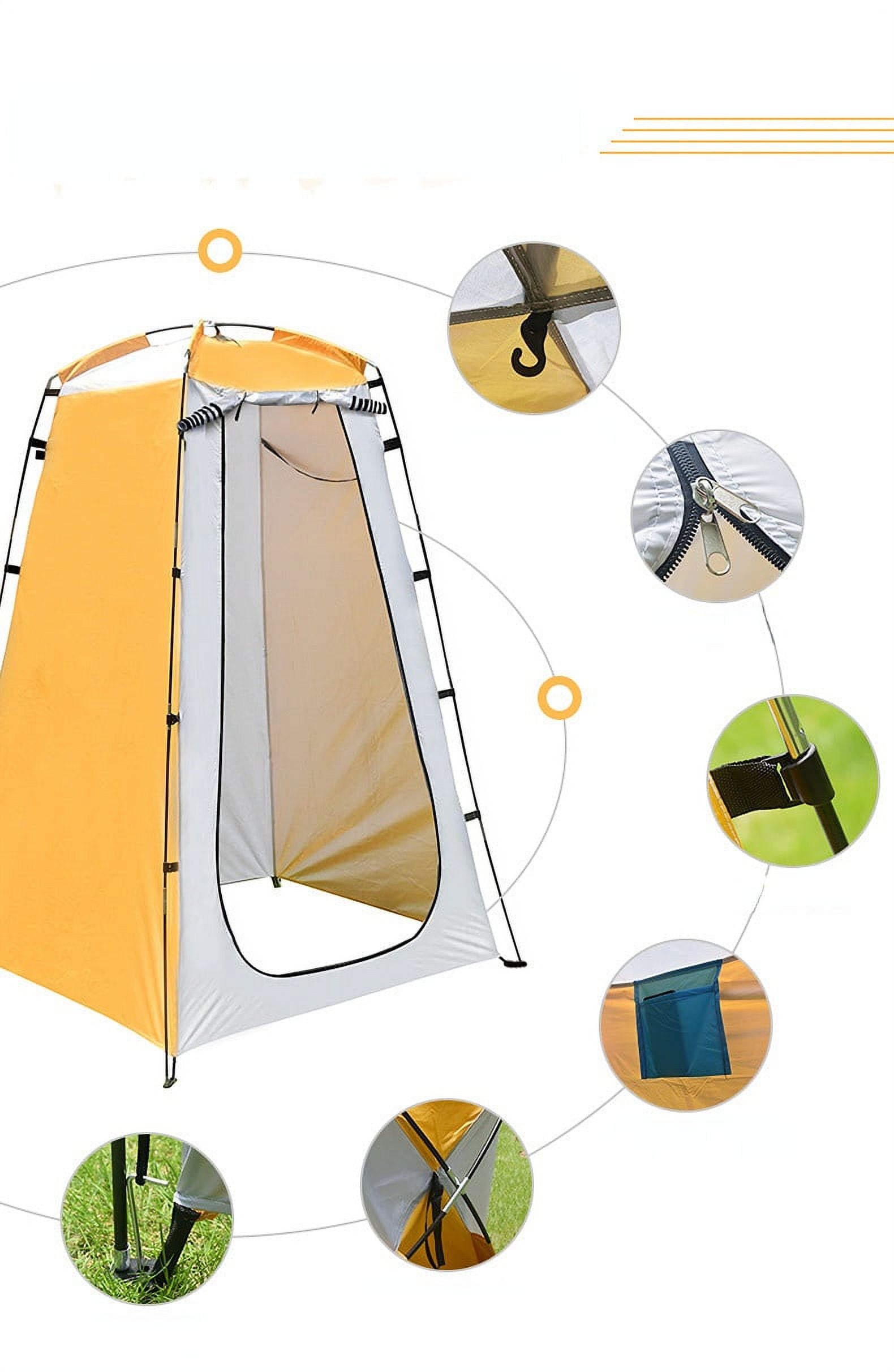 Quick Set Up Shower Tent - Waterproof Dressing & Privacy Tent for Camping and Beach - Portable Changing Room Shelter Canopy with Tent Pegs, Poles, Ropes, and Storage Bag - 47.24X47.24X70.87 Inches