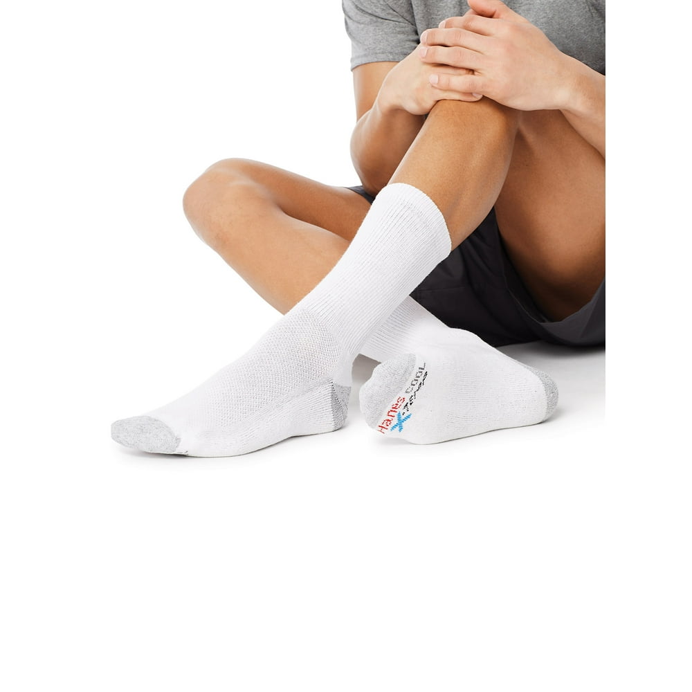 Hanes Men's Ultimate XTemp White Crew Socks 5 + 1 Bonus Pack