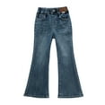 thumbnail image 6 of CAICJ98 Girls Baggy Jeans Elastic High Waist Denim Pants Basic Kids Wide Leg Jeans Girls Blue,5-6 Years, 6 of 7