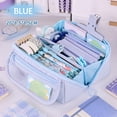 thumbnail image 5 of Cute Canvas Pencil Cases, Zipper Pencil Pouch Big Capacity Special Pencil Cases Storage Bag - Blue, 5 of 5