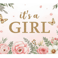thumbnail image 3 of Pink Floral It's a Girl Banner Butterfly Theme Flower Design for Baby Shower Girls Party Gender Reveal Celebration, 3 of 7