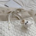 thumbnail image 4 of Bolso de mano acolchado para mujer, bolso de mano cuadrado de PU informal, bolso de compras (blanco), 4 of 9