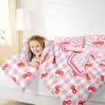 thumbnail image 4 of Catabedysis Pink Bows Monogram K 7pcs Queen Bedding,Sweet Fruit Cherries Print Bedding Comforter Set Queen,Pink Reversible For Girls, 4 of 7