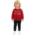 thumbnail image 2 of Little Boys' Sweatshirt Long Sleeved Crew Neck Pullover Sweatshirt with Letter Print Top Fall Winter Clothes ,Size 8-9T , Red, 2 of 9