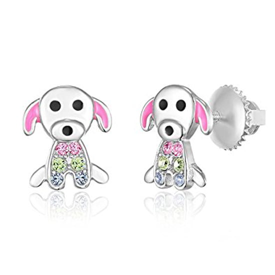 On Sale CUTE DOG EARRINGS 925 Sterling Silver Children Baby Girls Earrings 