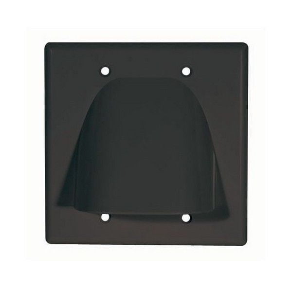 507397 Double Gang Cable Pass Through Wall Plate Black 90?Angled