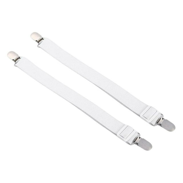 2 Pcs Clip de Fixation Drap de Lit Réglable Attache Élastique Support de Coin de Matelas Sangles Attaches Multi-Usage Blanc