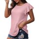 thumbnail image 2 of Blusa De Manga Corta Con Volantes Moda Casual Elegante Cuello Redondo Volantes Manga Corta Camiseta De Verano Rosa M, 2 of 5