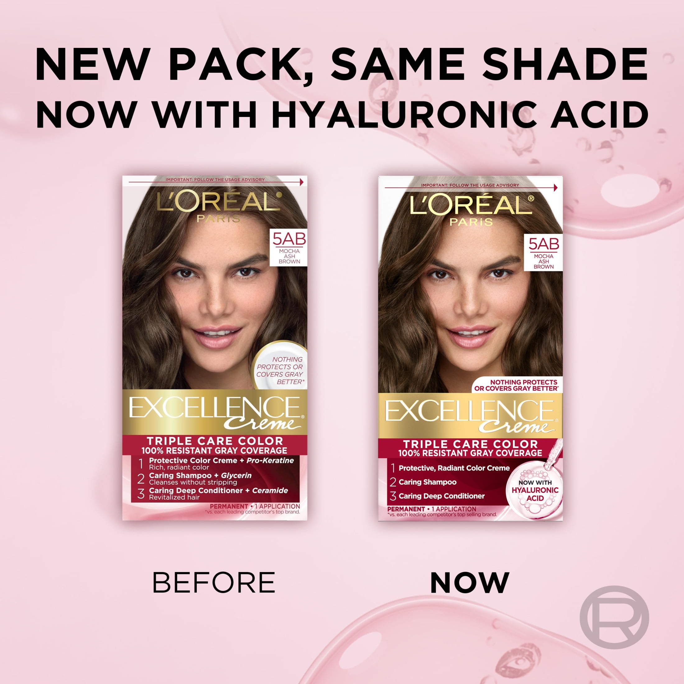 L'Oreal Paris Excellence Creme Permanent Hair Color, Triple Care, 5AB Mocha Ashe Brown, 1 kit