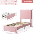 thumbnail image 4 of Velvet forrado tamaño individual size platform marco de cama para girls, almacenamiento cabecero y cajón, strong de madera slats support, fácil montaje, noise - free, velvet rosa, 4 of 5