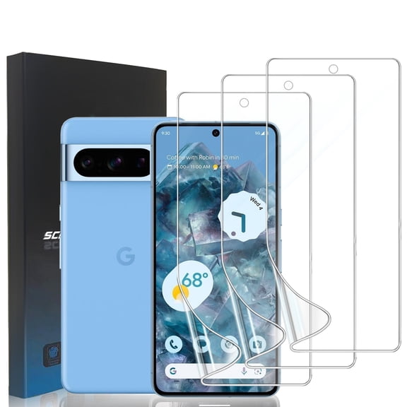 ZYQEEE 3 Pack Screen Protector for Google Pixel 8 Pro, 6.7 inch HD Hydrogel Soft TPU Protective Film, Fingerprint Compatible, Curved Full Coverage [Not Tempered Glass]