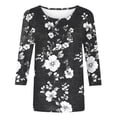 thumbnail image 4 of Tnhcen Women's Fall Vintage Floral Print Crewneck 3/4 Sleeve Loose Fit T-Shirt - Plus Size Friendly Autumn Basic Tops S-5XL, 4 of 5