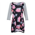 thumbnail image 1 of ITFABS Mommy and Me Matching Dress, Printed Long Sleeve Striped  Flowers Dress, 1 of 8