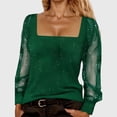 thumbnail image 2 of T Shirts for Women Fashion Spring Long Sleeve Square Neck Solid Color Top Summer Casual Loose Basic Tee, 2 of 6