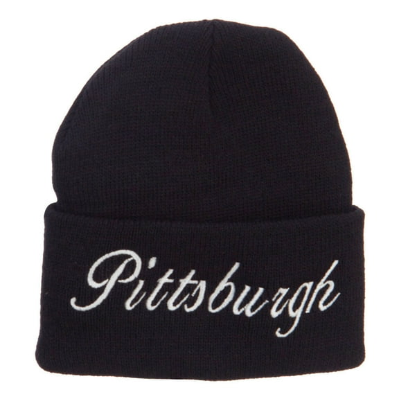 City of Pittsburgh Embroidered Long Beanie - Black OSFM