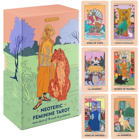 Baraja de cartas de tarot Wyspell Feminine Borderless con guía